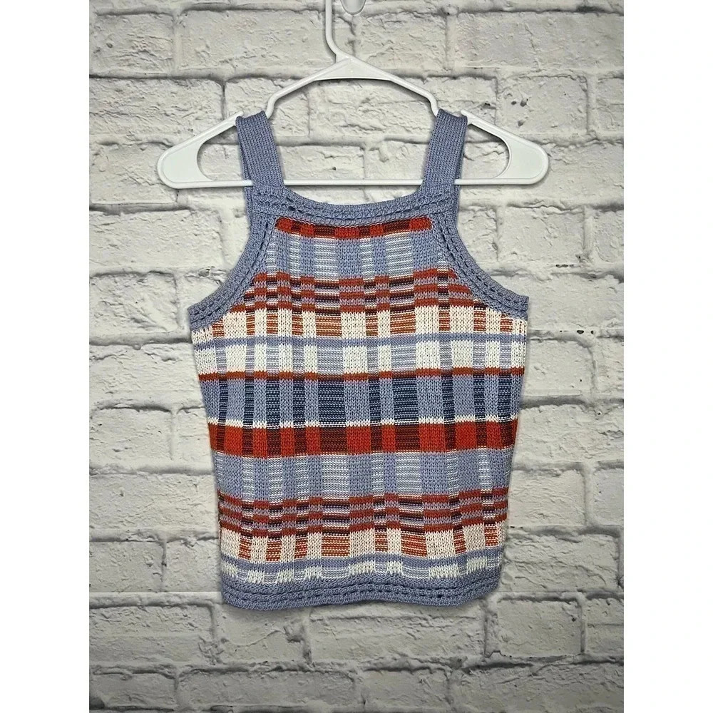 Banana Republic PLAID CROPPED SWEATER TANK XS.